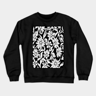 Black and White Floral Lino Print Crewneck Sweatshirt